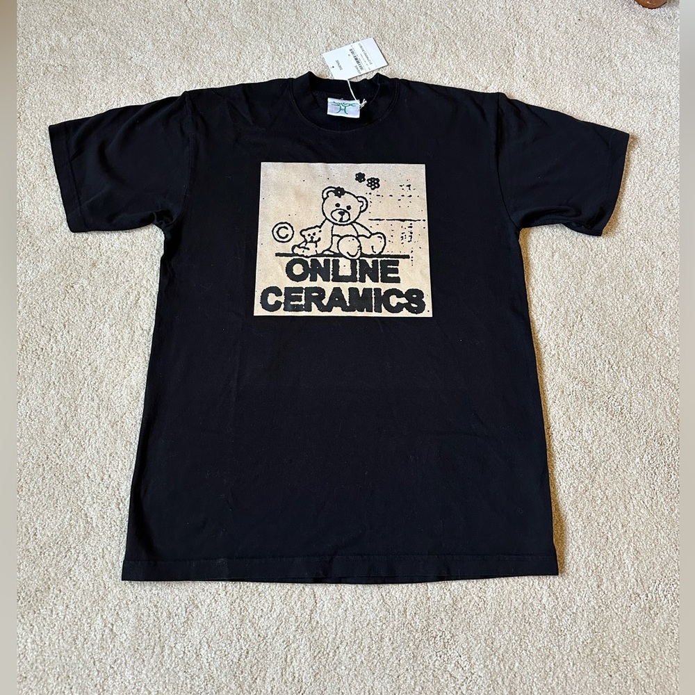 Online Ceramics Teddy Bear black cotton tshirt medium NEW